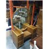 Image 1 : ANTIQUE VANITY WITH MIRROR - MIRROR APPROX 46 INCHES ACROSS