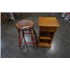 Image 1 : WOOD 1 DRAWER SIDE TABLE AND STOOL
