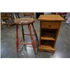 Image 2 : WOOD 1 DRAWER SIDE TABLE AND STOOL