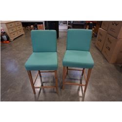 PAIR OF GREEN BAR STOOLS