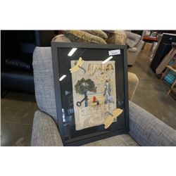 FRAMED MUSIC COLLAGE WITH INSCRIPTIONS