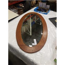 VINTAGE OAK BEVELLED MIRROR