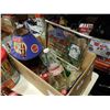 Image 3 : BOX OF COCA COLA COLLECTABLES, MIRRORED ADVERT, LAMP, AND LARGE BUDWEISER BOTTLE