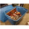 Image 1 : TOTE OF VINTAGE KITCHEN UTENSILS, MIXER, WOOD BOWLS, ETC