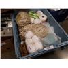 Image 3 : BASKET AND TOTE OF YARN, KNITTING NEEDLES AND CASE OF LACE DOILIES AND BOX OF PATTERNS