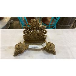 ANTIQUE BRASS INKWELL STAND