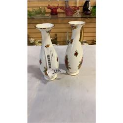 2 old country rose vases