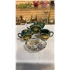 Image 1 : SADLER TEAPOT, CREAM AND SUGAR SET AND ART GLASS DISH