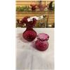 Image 1 : 2 DECORATIVE CRANBERRY GLASS VASES