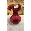 Image 3 : 2 DECORATIVE CRANBERRY GLASS VASES