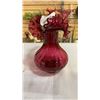 Image 4 : 2 DECORATIVE CRANBERRY GLASS VASES