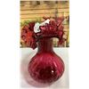 Image 5 : 2 DECORATIVE CRANBERRY GLASS VASES