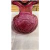 Image 7 : 2 DECORATIVE CRANBERRY GLASS VASES