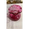 Image 8 : 2 DECORATIVE CRANBERRY GLASS VASES