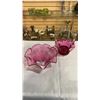 Image 1 : Pink art glass bowl and basket