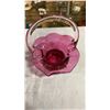Image 7 : Pink art glass bowl and basket