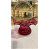 Image 8 : Pink art glass bowl and basket