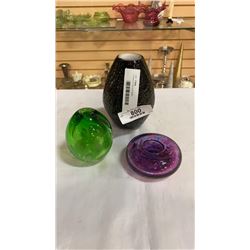 3 unique pieces of art glass