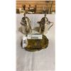 Image 1 : Plated brass cream and sugar set with 2 moulded dishes