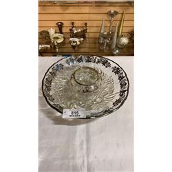 Silver etched dish and bowl