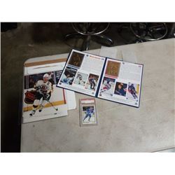 Gretzky gold foil carrer cards, joe sakic graded card and ray bourque 8x10