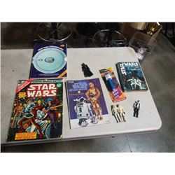 LOT OF STARWARS COLLECTABLES, VINYL CAPE VADER, OVERSIZE STARWARS COMIC