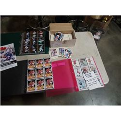 3 BINDERS AND BOX OF VARIOUS SPORTS CARDS