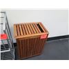 Image 2 : Wooden Slatted  Towel Bin (missing 1 slat), Waster Receptable & Metal Rack