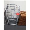 Image 3 : Wooden Slatted  Towel Bin (missing 1 slat), Waster Receptable & Metal Rack