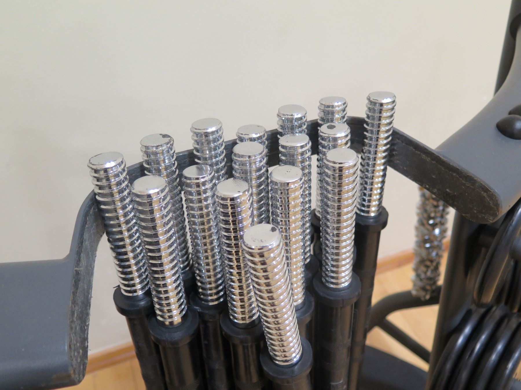 Threaded Barbell Bars, Ring Collars, Weights and Rack