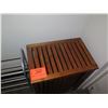 Image 2 : Slatted Wooden Towel Bin & Metal Rack