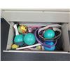 Image 2 : Qty Metal Filing Cabinets with Contents: Athletic Balls, etc