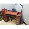 Image 2 : Wooden Workstation with Drawers w/ Lamp & Chair