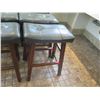 Image 2 : Qty 6 Wooden Stools w/Tufted Seats (some have damage)