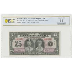 Bank of Canada, 1935 Commemorative, "English Title" High Grade Issued Note.