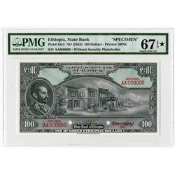 State Bank of Ethiopia, ND (1945) $100 Specimen Banknote.