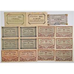 Various Hungarian Issuers. 1919-1920. Lot of 15 Issued Notes.