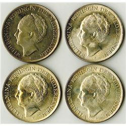 Kingdom of Netherlands - Curacao, 1944 D, 2 1/2 Gulden, Silver, KM#46 Lot of 4 Uncirculated Coins.