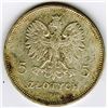 Image 1 : Republic of Poland, 1930 (w), 5 Zlotych, Silver, Y#19.1, VF with Spots