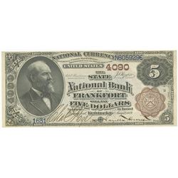 Kentucky, State National Bank of Frankfort, $5, 1882 Brown Back, Ch# 4090, Rosecrans | Houston Signa