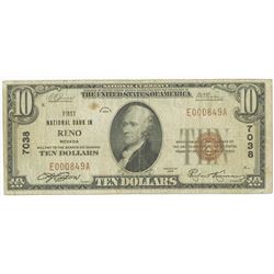Reno, NV, 1929, $10 Ty. 1, First National Bank in Reno, Reno, Ch# 7038.