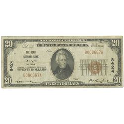 Reno, NV, 1929, $20 Ty. 1, The Reno National Bank, Reno, Ch# 8424.