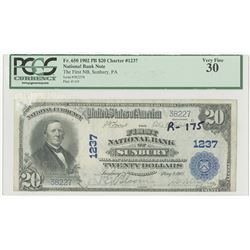 Sunbury, Pennsylvania, First National Bank of Sunbury, $20, Series of 1920 PB, Ch#1237, Lyons | Robe
