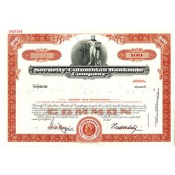 Security-Columbian Banknote Co., 1950-60 Specimen Stock Certificate