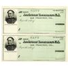 Image 1 : Assistant Treasurer of the U.S. - Paymaster, Navy Military Check, ca.1880's U/U Uncut Check Pair