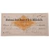 Image 1 : National Gold Bank of D.O.Mills & Co., 1880 I/C Check IR RN-G1
