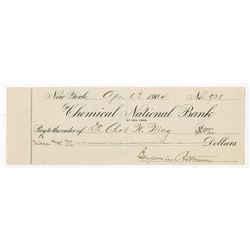 Benjamin Altman Signed 1904 Check from Chemical Bank.