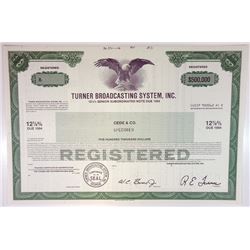 Turner Corp., 1989, Specimen $500,000 Registered Bond - CNN Parent Company.