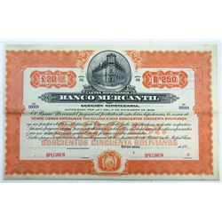 Banco Mercantil, 1903 Specimen Bond