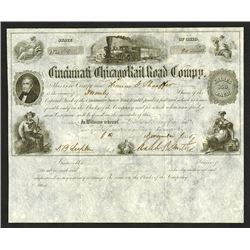 Cincinnati and Chicago Rail Road Co., 1855 I/U Stock Certificate.